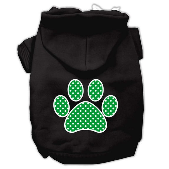 Pet Dog Cat Hoodie Screen Printed, "Green Swiss Dots Paw"