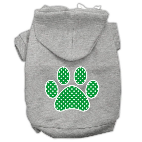 Pet Dog Cat Hoodie Screen Printed, "Green Swiss Dots Paw"