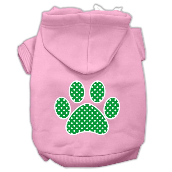 Pet Dog Cat Hoodie Screen Printed, "Green Swiss Dots Paw"