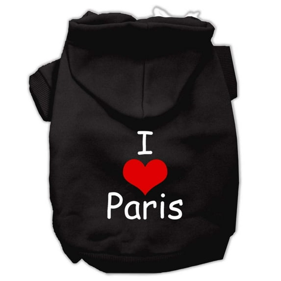 Pet, Dog Cat Hoodie Screen Printed, "I Love Paris"