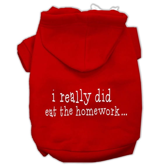 Pet Dog Cat Hoodie Screen Printed, "I Really Did Eat The Homework"