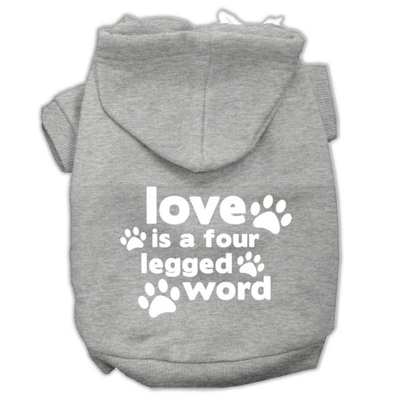 Pet Dog Cat Hoodie Screen Printed, "Love Is A Four Legged Word"