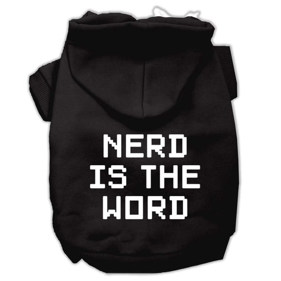 Pet Dog Cat Hoodie Screen Printed, "Nerd Is The Word"