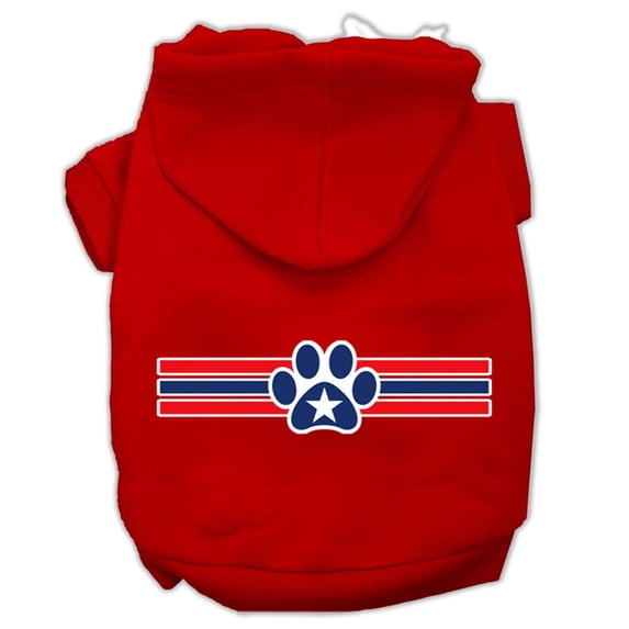 Pet Dog Cat Hoodie Screen Printed, "Patriotic Star Paw"