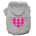 thumbnail image 1 of Pet Dog  Cat Hoodie Screen Printed, "Pink Argyle Heart", 1 of 8