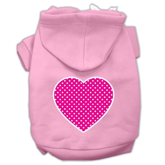 Pet Dog Cat Hoodie Screen Printed, "Pink Swiss Dots Heart"