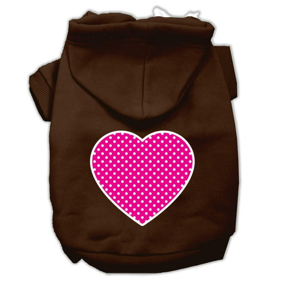 Pet Dog Cat Hoodie Screen Printed, "Pink Swiss Dots Heart"
