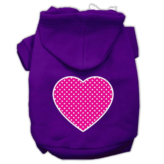 Pet Dog Cat Hoodie Screen Printed, "Pink Swiss Dots Heart"