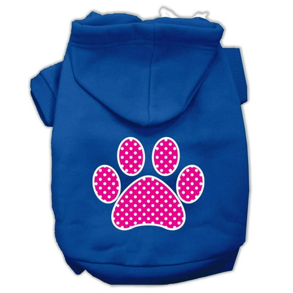 Pet Dog Cat Hoodie Screen Printed, "Pink Swiss Dots Paw"