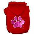 thumbnail image 1 of Pet Dog  Cat Hoodie Screen Printed, "Pink Swiss Dots Paw", 1 of 11