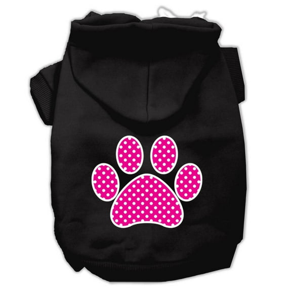 Pet Dog Cat Hoodie Screen Printed, "Pink Swiss Dots Paw"