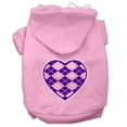 thumbnail image 1 of Pet Dog  Cat Hoodie Screen Printed, "Purple Argyle Heart", 1 of 9