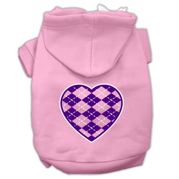 Pet Dog Cat Hoodie Screen Printed, "Purple Argyle Heart"