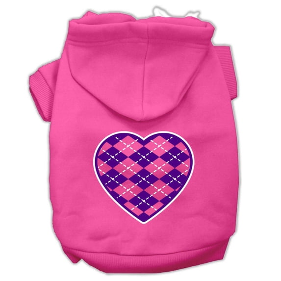 Pet Dog Cat Hoodie Screen Printed, "Purple Argyle Heart"