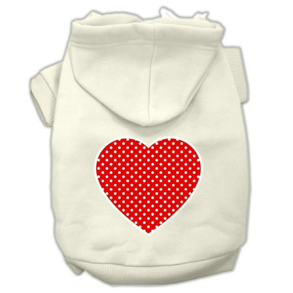Pet Dog Cat Hoodie Screen Printed, "Red Swiss Dots Heart"