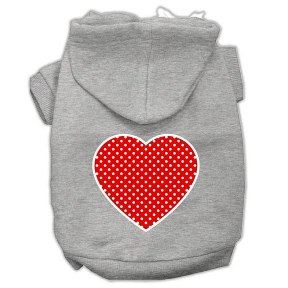 Pet Dog Cat Hoodie Screen Printed, "Red Swiss Dots Heart"