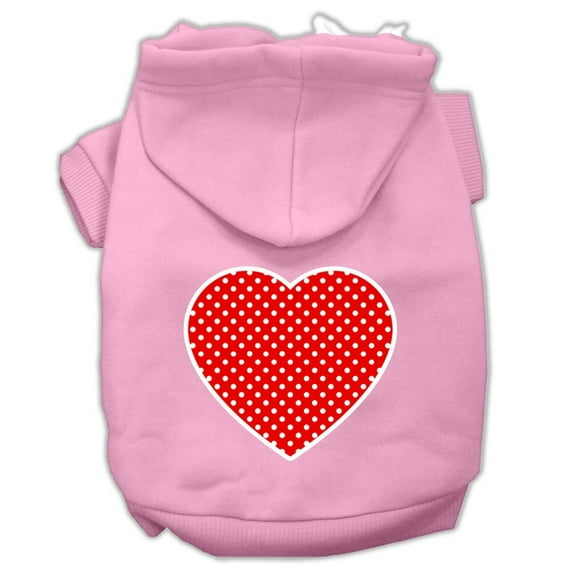 Pet Dog Cat Hoodie Screen Printed, "Red Swiss Dots Heart"