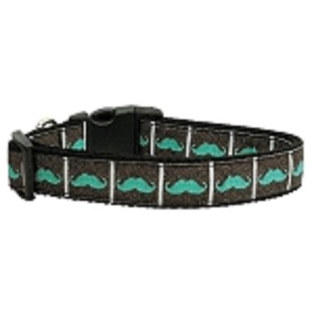 Pet Dog Cat Nylon Collar or Leash, "Aqua Moustaches"