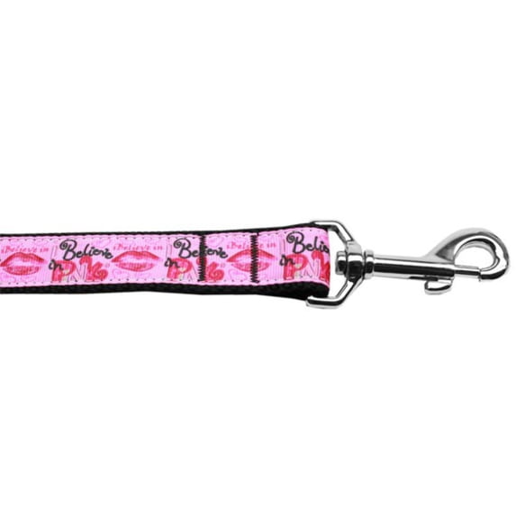 Pet Dog Cat Nylon Collar or Leash, "Believe in Pink"