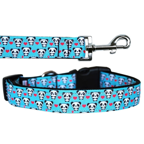 Pet Dog Cat Nylon Collar or Leash, "Panda Love"