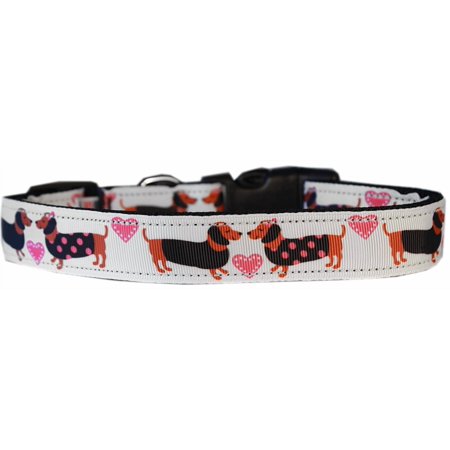 Pet Dog Cat Nylon Collar or Leash, "Pink Doxie Love"