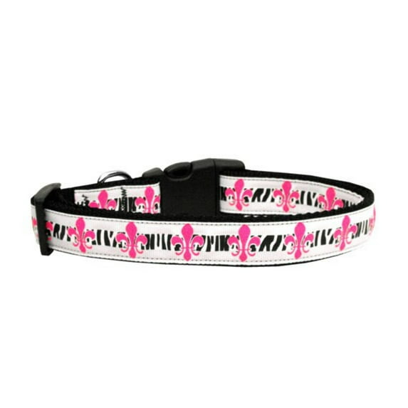 Pet Dog Cat Nylon Collar or Leash, "Pink Fleur De Lis"