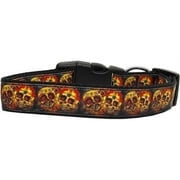 Skull Crossed Lovers Nylon Dog Collars Medium