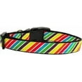 thumbnail image 1 of Pet Dog  Cat Nylon Collar or Leash, "Striped Rainbow", 1 of 2