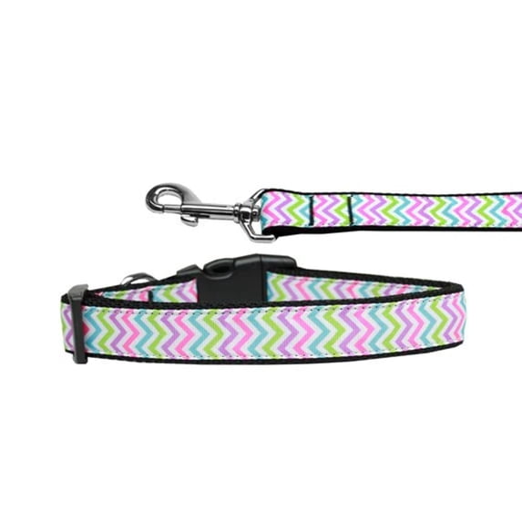 Pet Dog Cat Nylon Collar or Leash, "Summer Chevron"