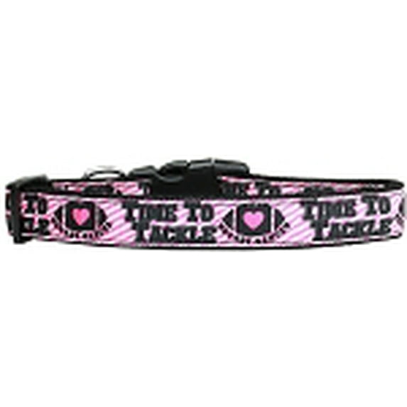 Tackle Breast Cancer Nylon Dog Collar SM