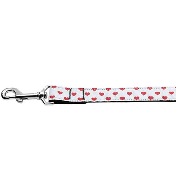Pet Dog Cat Nylon Collar or Leash, "White and Red Dotty Hearts"