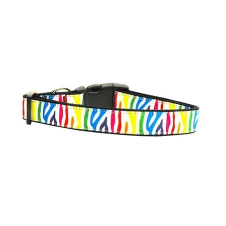 Pet Dog Cat Nylon Collar or Leash, "Zebra Rainbow"