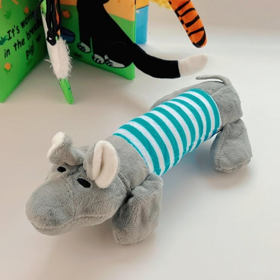 Pet Dog Cat Plush Cartoon Durable Chewable Stress Relief Duck Pig Elephant Cute Sound Making Cat Toy Dog Supplies Rectangular Grey Elephant Toy Pet Dog Dog Plush Cartoon Resistant A