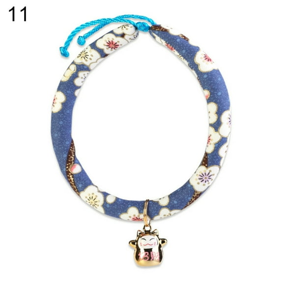 Pet Dog Cat Puppy Adjustable Flower Print Bell Collar Soft Necklace Neck Strap