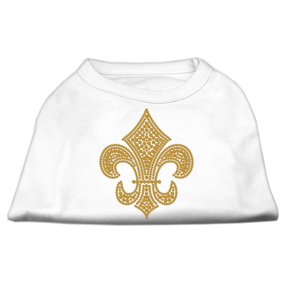 Pet Dog Cat Shirt Rhinestone, "Gold Fleur De Lis"