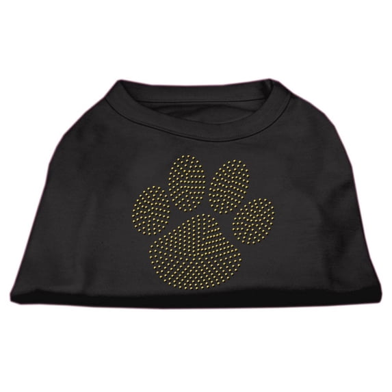 Pet Dog Cat Shirt Rhinestone, "Gold Paw"