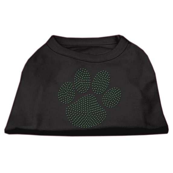 Pet Dog Cat Shirt Rhinestone, "Green Paw"