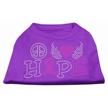 Pet Dog Cat Shirt Rhinestone, "Peace Love Hope Breast Cancer Awareness"