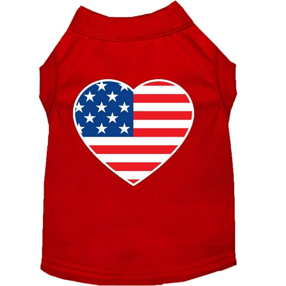 Pet Dog Cat Shirt Screen Printed, "American Flag Heart"