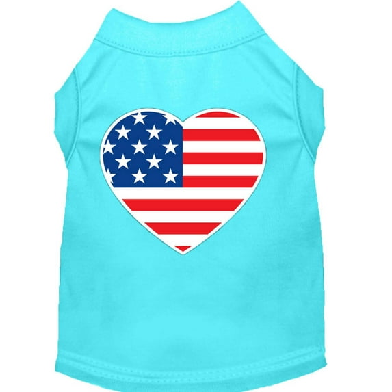 Pet Dog Cat Shirt Screen Printed, "American Flag Heart"