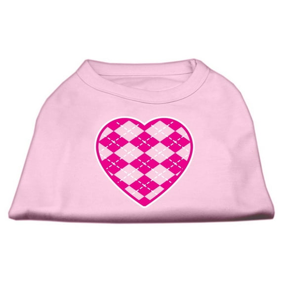 Pet Dog Cat Shirt Screen Printed, "Argyle Heart Pink"