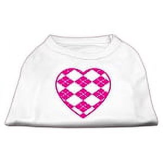 Argyle Heart Pink Screen Print Shirt White S (10)