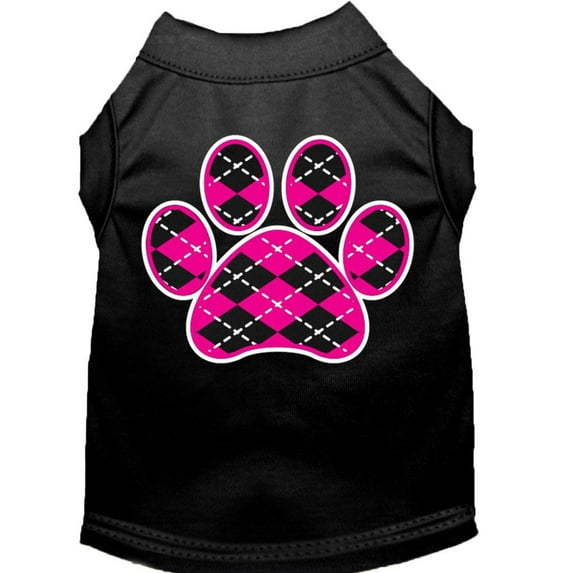 Pet Dog Cat Shirt Screen Printed, "Argyle Paw Pink"