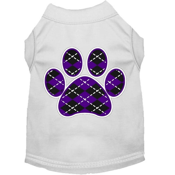 Pet Dog Cat Shirt Screen Printed, "Argyle Paw Purple"