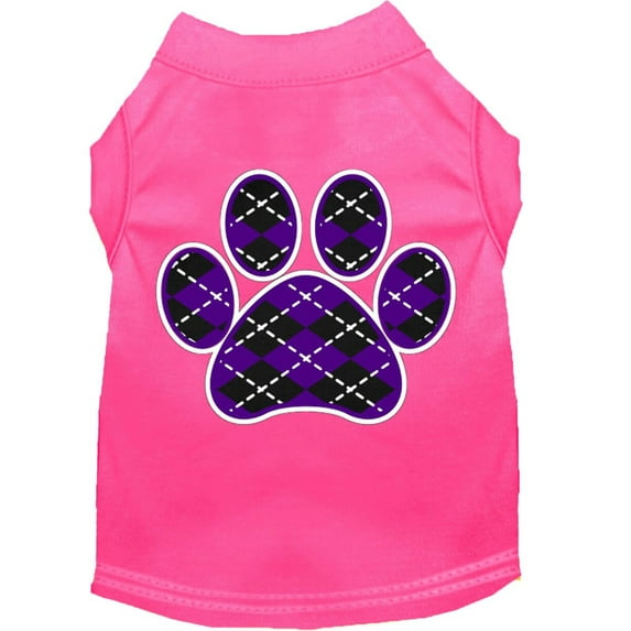 Pet Dog Cat Shirt Screen Printed, "Argyle Paw Purple"