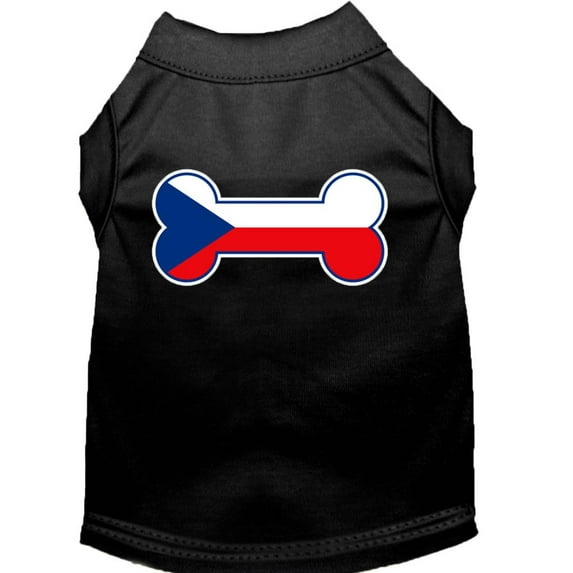 Pet Dog Cat Shirt Screen Printed, "Bone Flag Czech Republic"