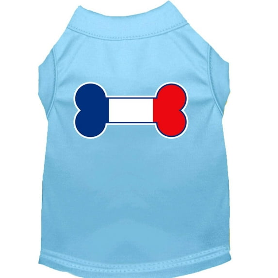 Pet Dog Cat Shirt Screen Printed, "Bone Flag France"