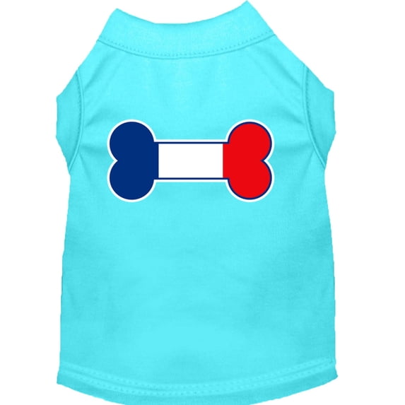 Bone Shaped France Flag Screen Print Shirts Aqua XXXL(20)