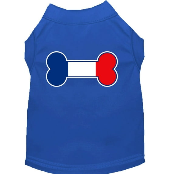 Bone Shaped France Flag Screen Print Shirts Blue Lg (14)