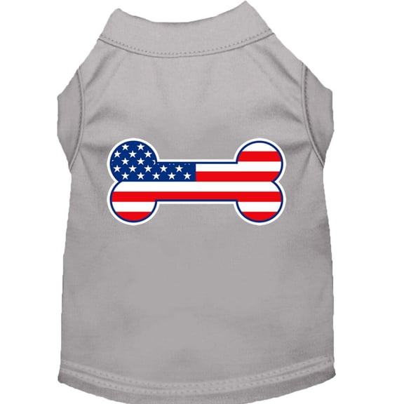 Pet Dog Cat Shirt Screen Printed, "Bone Shaped American Flag"